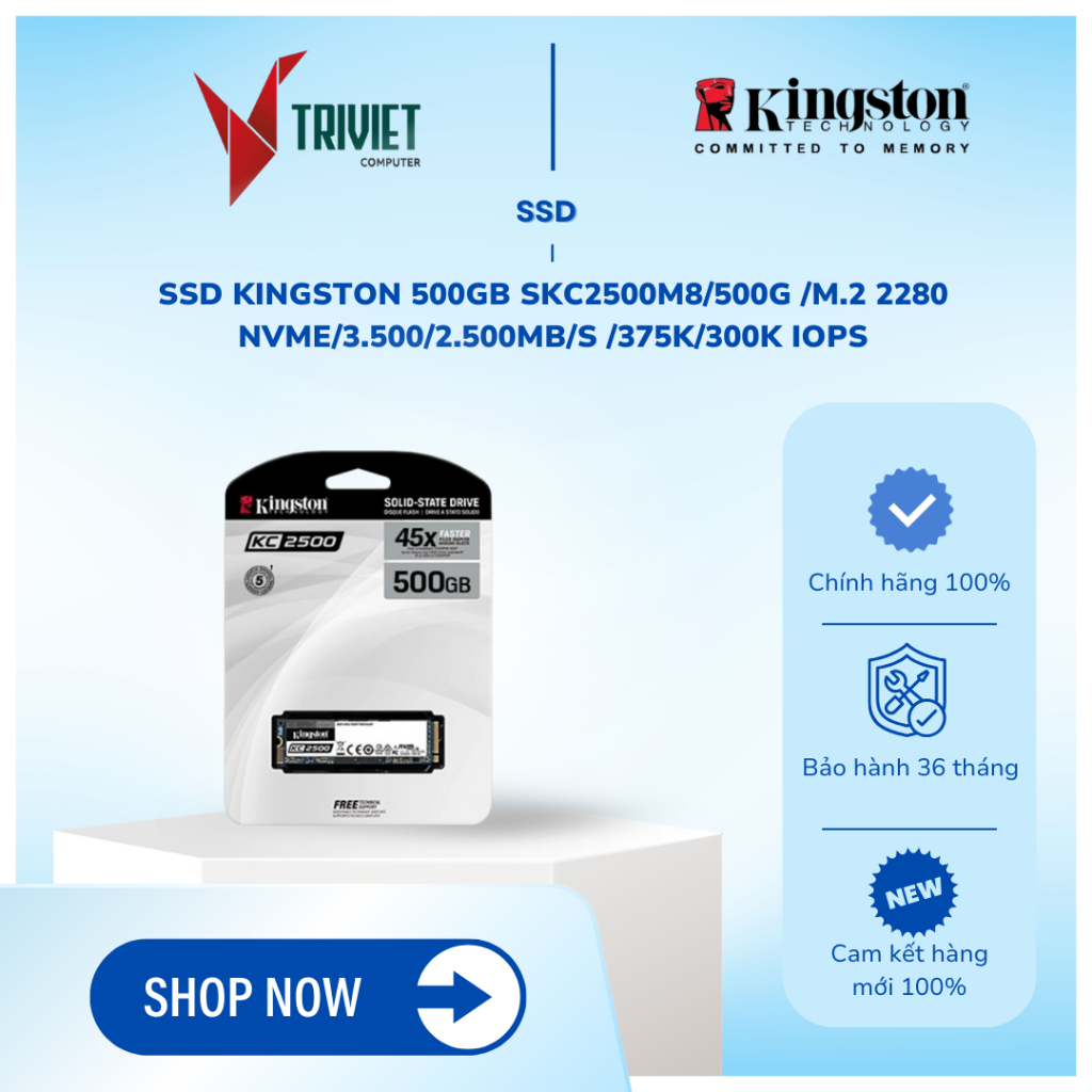 Ổ SSD Kingston SKC2500 500Gb PCIe NVMe Gen3x4 M2.2280