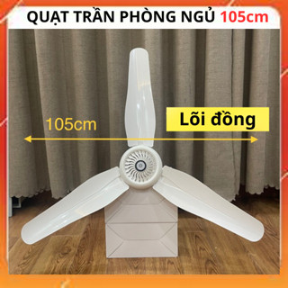 Quạt trần phòng ngủ 3 cánh sải 1050mm chạy êm, Quạt trần quạt đuổi ruồi muỗi tặng kèm móc treo