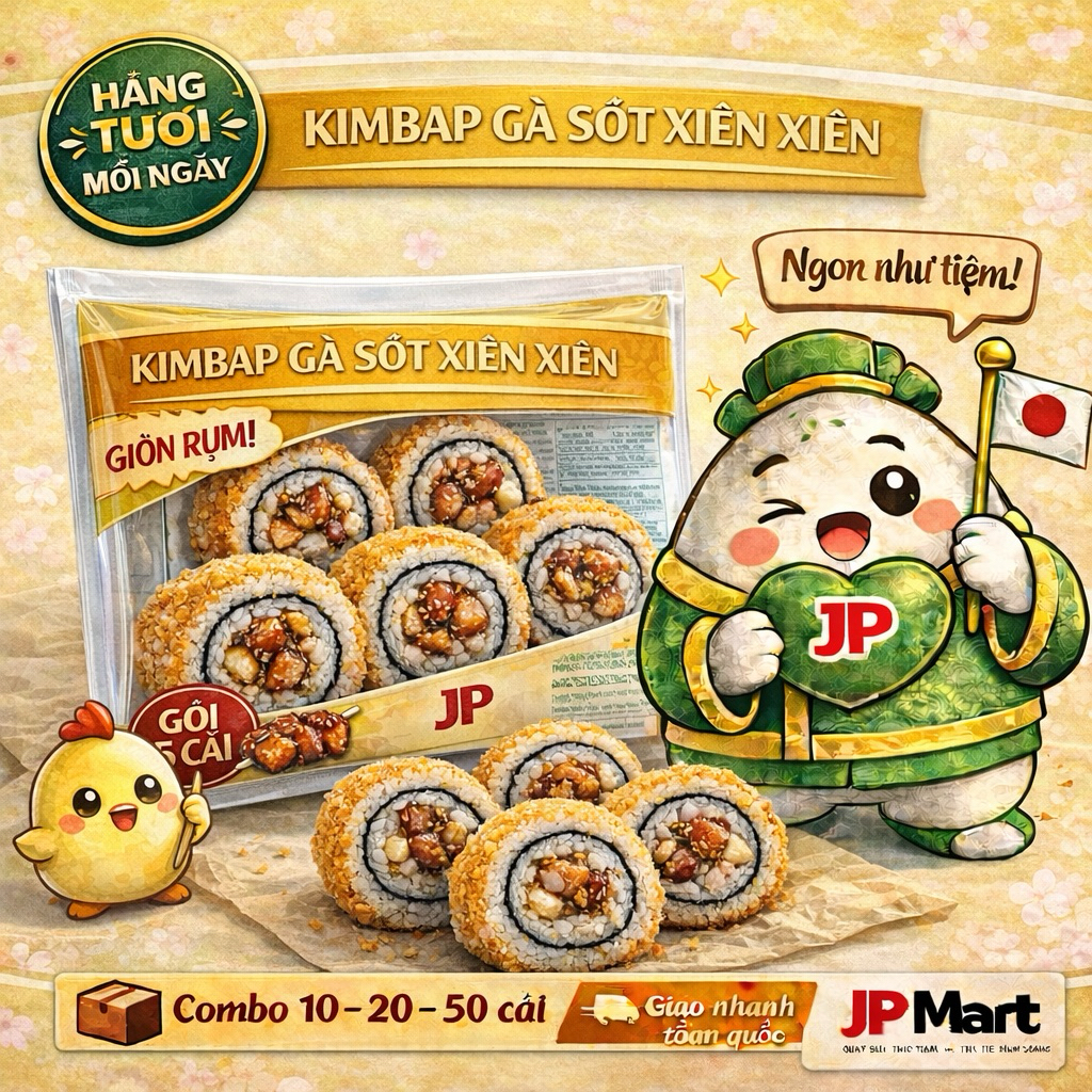 [HOẢ TỐC - COMBO 2 gói] Cơm cuộn xù nhân gà sốt Xiên Xiên - kimbap chiên xù - JPMart