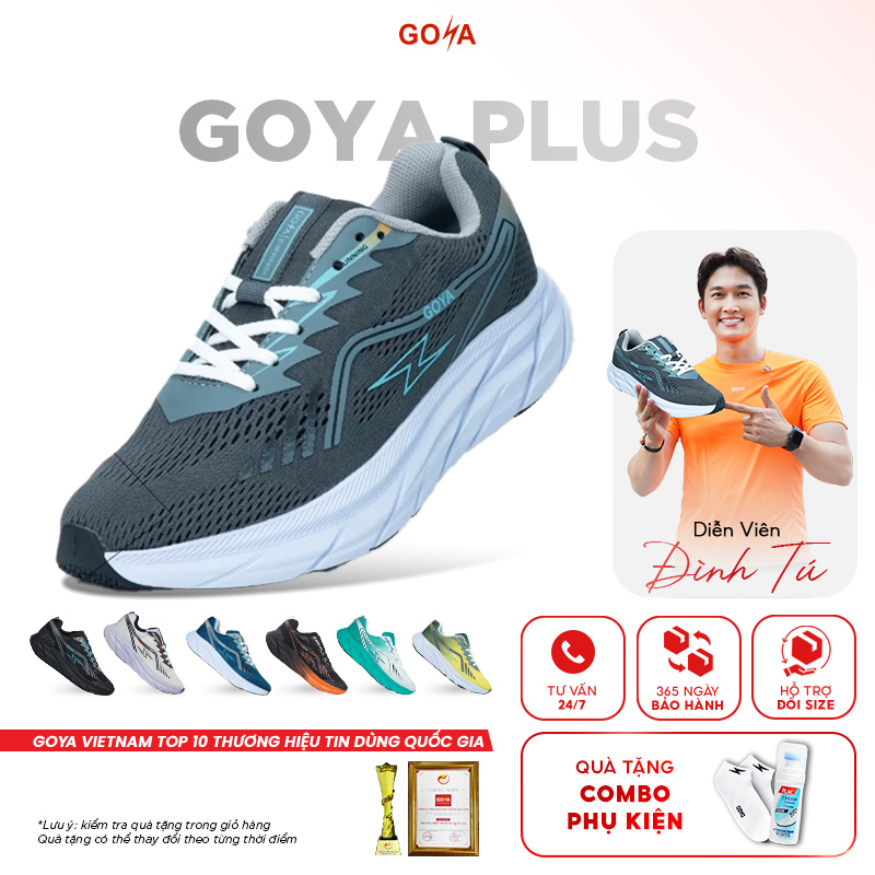Giày thể thao chạy bộ nam nữ Goya Plus năm 2026 full màu XĐ - Êm ái, thoáng khí, hạn chế trơn trượt