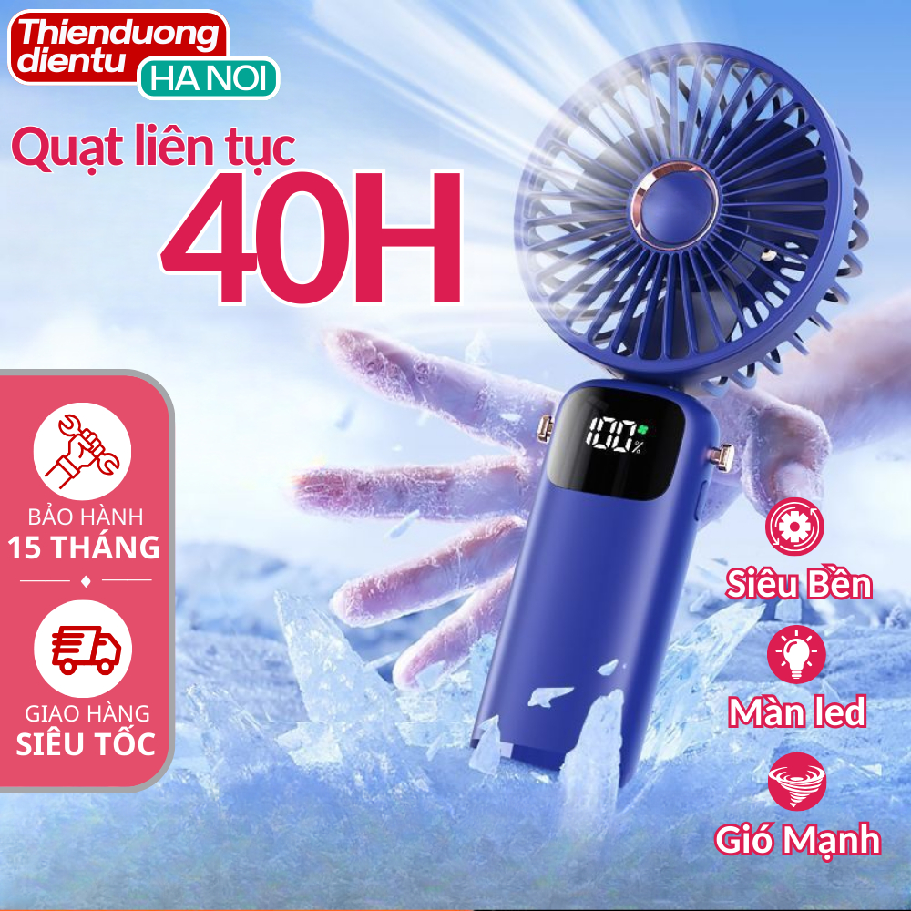 Quạt cầm tay tích điện Quạt liên tục 50 giờ dung lượng pin khủng 20.000 mAh cao nhất trên thị trường