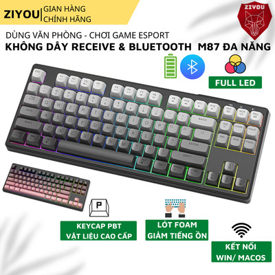 Bàn Phím Bluetooth Không Dây Free Wolf M87 Gõ Êm Giảm Ồn Led Nền Kết Nối Đa Năng Cho Dân Văn Phòng