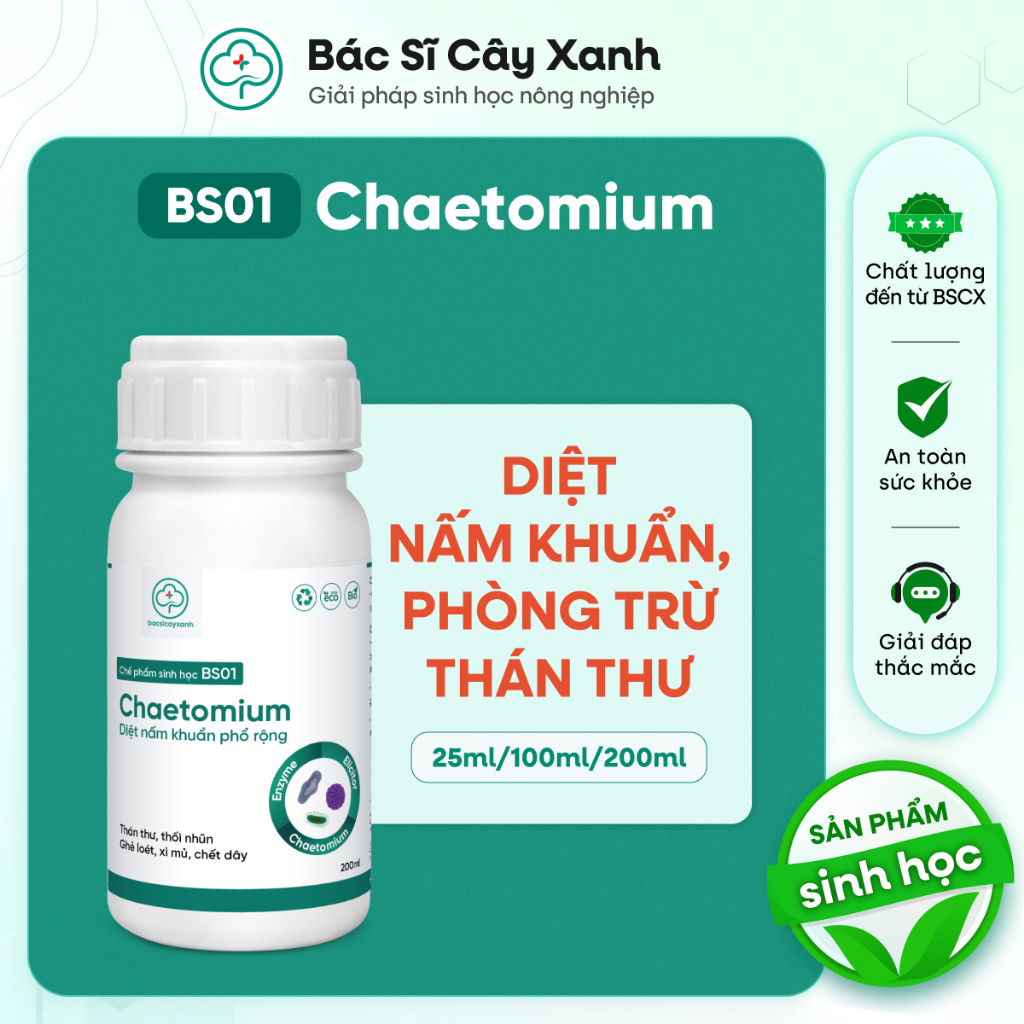 BS01 Chaetomium Diệt Nấm Phòng Thán Thư Rau Màu - Trị Sương Mai Đốm Lá Đốm Trái  - Bác Sĩ Cây Xanh