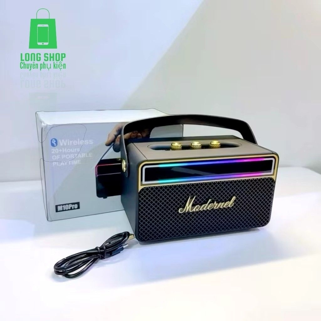 Loa Bluetooth M10 Pro Modernel – Loa Di Động Retro Có Đèn LED RGB – Âm Thanh Mạnh, Pin 20 Giờ – Kết 