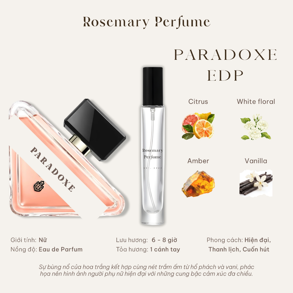 [Mẫu thử] PARADOXE EDP | Nước hoa Nữ | Tiệm thơm Rosemary