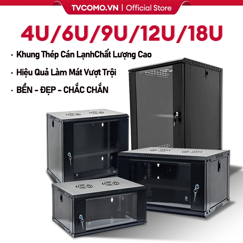 Tủ rack 4u/6u/9u/12u/18u , tủ mạng 6u treo tường, hàng cao cấp, dày dặn chắc chắn