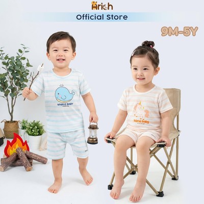 Bộ cộc tay cho bé arich, vải sợi tre thông hơi, mát , rất mát, size 9M đến 5 tuổi
