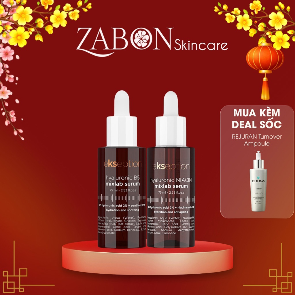 Combo Serum Ekseption Hyaluronic B5 mixlab 75ml & Ekseption Hyaluronic Niacin 75ml giảm mụn, giảm th