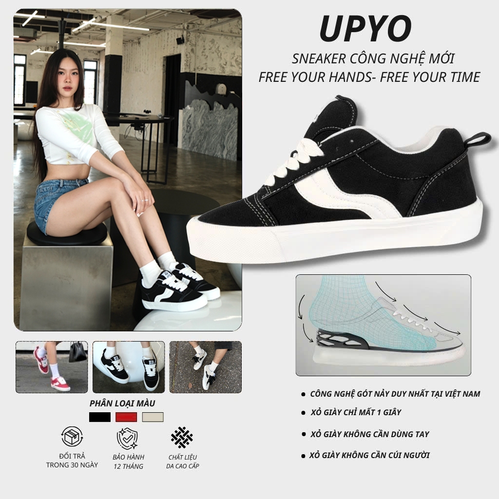 Giày Nam Nữ Hands-Free UPYO JUNO, Sneaker Công Năng, Giày Thể Thao Chống Trơn, Đế tăng chiều cao-BH 