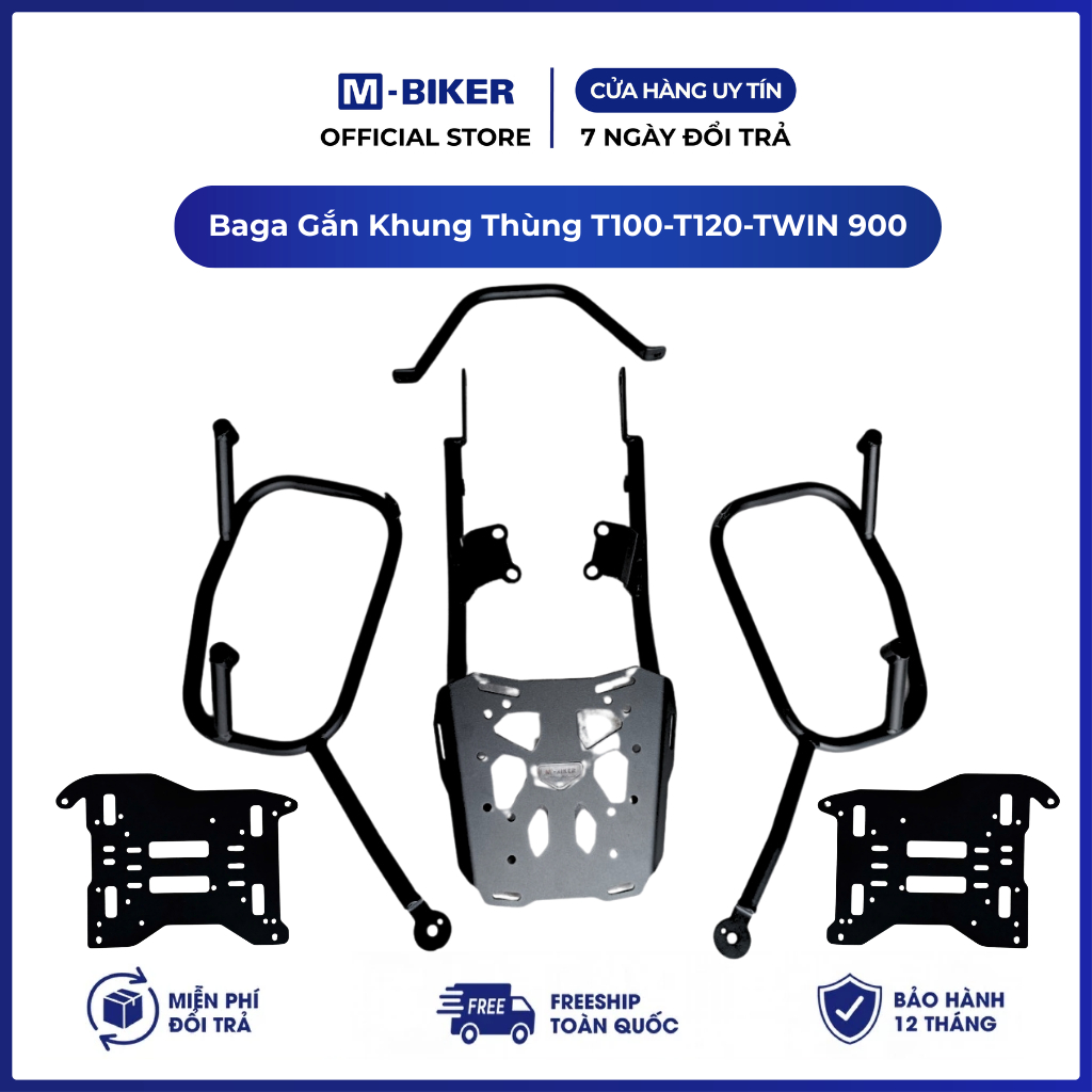 Baga Triumph T100/T120/TWIN900 gắn khung thùng, baga Triumph T100/T120/TWIN900 | M-Biker