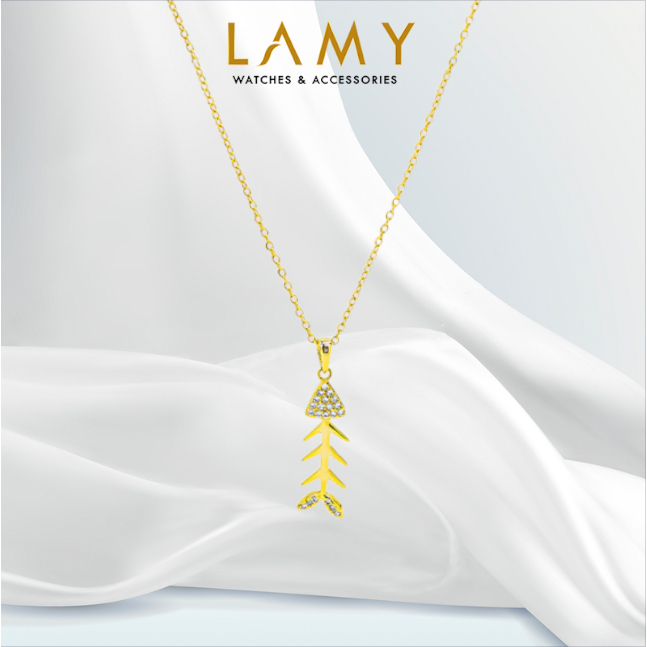 Dây chuyền bạc nữ LAMY Fish Bone Pendant Necklace Gold 6418