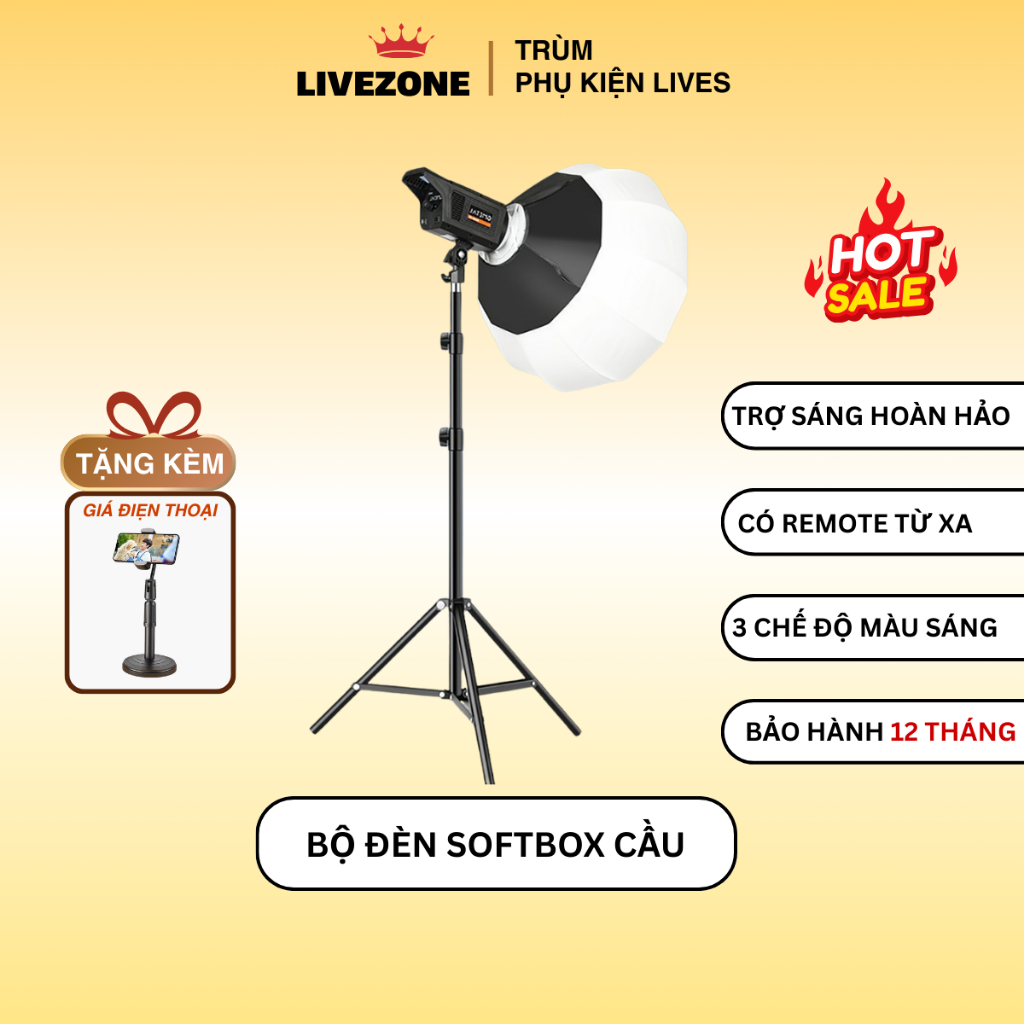 Đèn Livestream Softbox Cầu Cụm Bediro Hỗ Trợ Quay Video Trợ Sáng Cho Livestream Studio