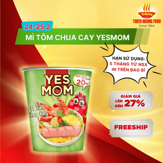 CÓ XÚC XÍCH TRONG LY - Thùng 24 ly mì Yes Mom Tôm Chua Cay 79.2g/ ly [TMNLY0021]