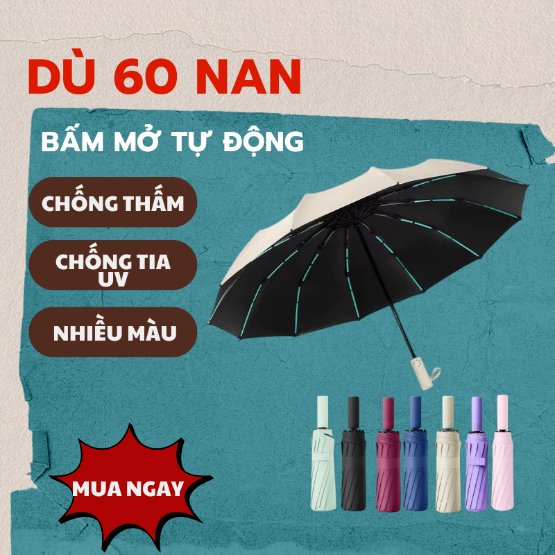 Dù 60 Nan Tự Động Bật Chống Lật Chống Tia UV -Shop Nội Địa Trung