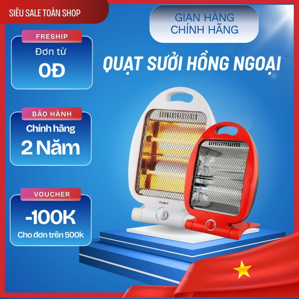 Đèn sưởi công suất 800W, máy sưởi 2 bóng tỏa nhiệt nhanh tự động ngắt khi đổ an toàn sử dụng 2025