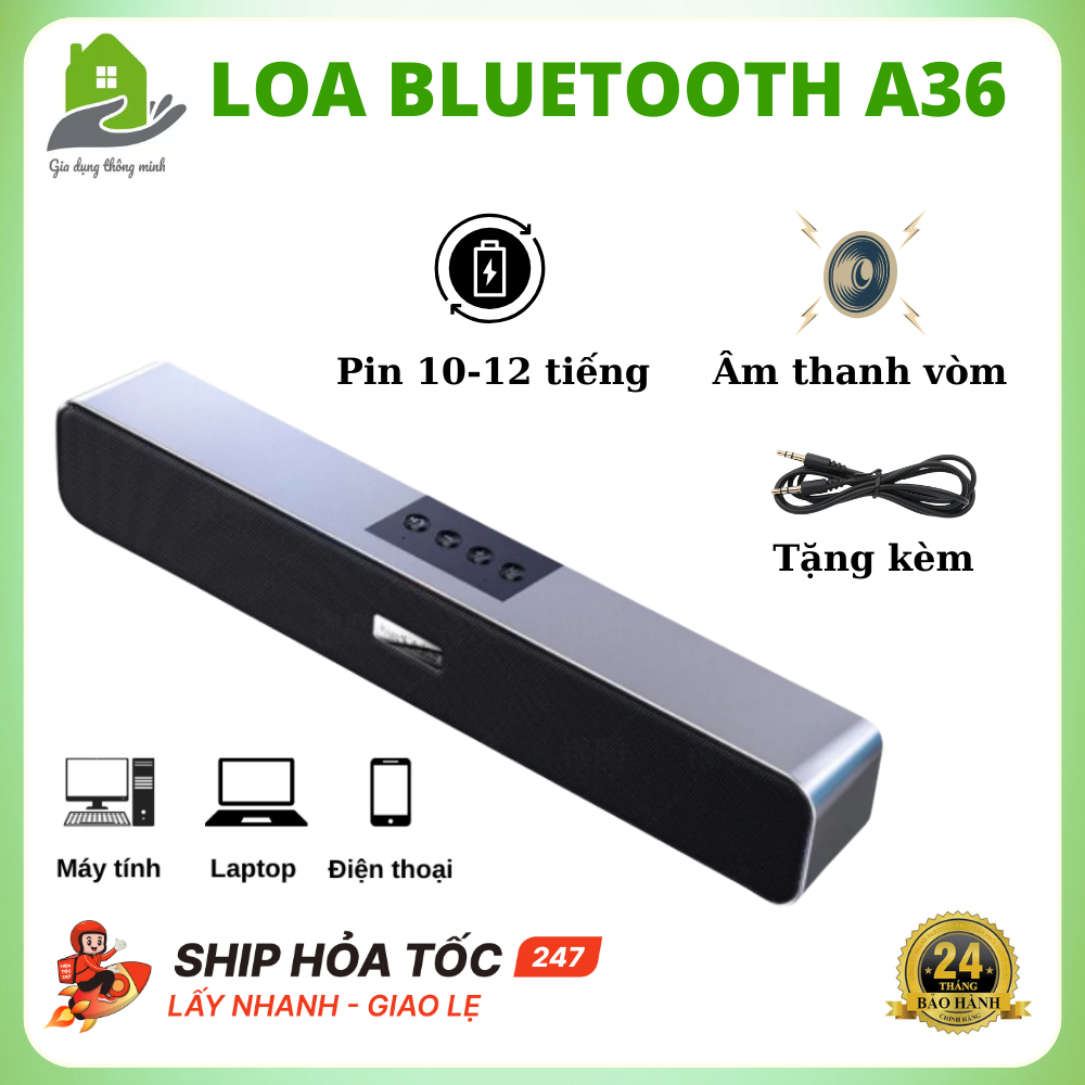 Loa Bluetooth Không Dây A36 Âm Thanh Nghe Nhạc Siêu Đã, Tương Thích Mọi Thiết Bị, BH 24 Tháng