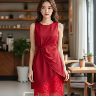 Set Váy Đầm Body Ren Cổ Yếm Bèo Tầng Siêu Xinh (freesize từ 40 đến 55kg) Sang Chảnh