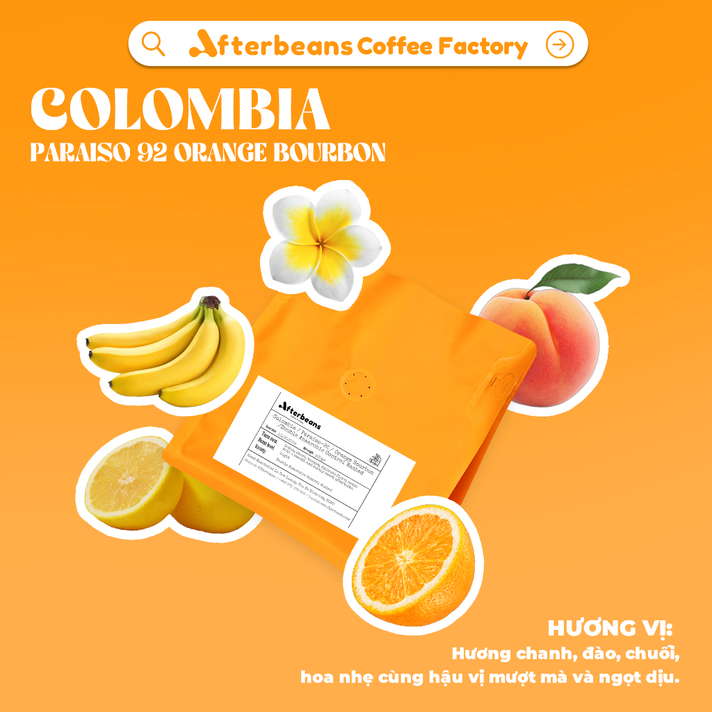 (LIMITED) COLOMBIA - Paraiso 92 - Orange Bourbon  - Afterbeans Specialty Coffee - Lemon, peach, bana