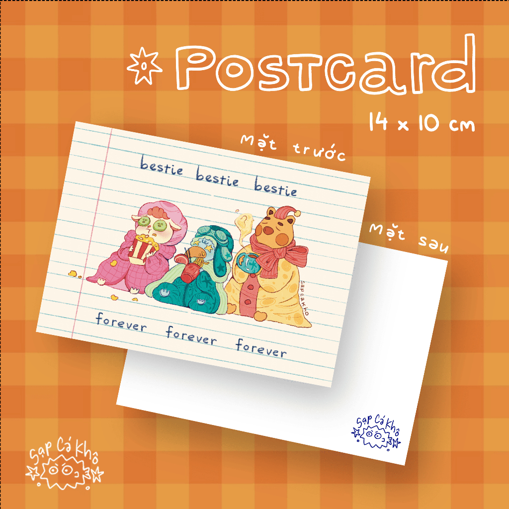Postcard thông điệp - Bestie Bestie Bestie - 14x10 cm - Sapcakhoo