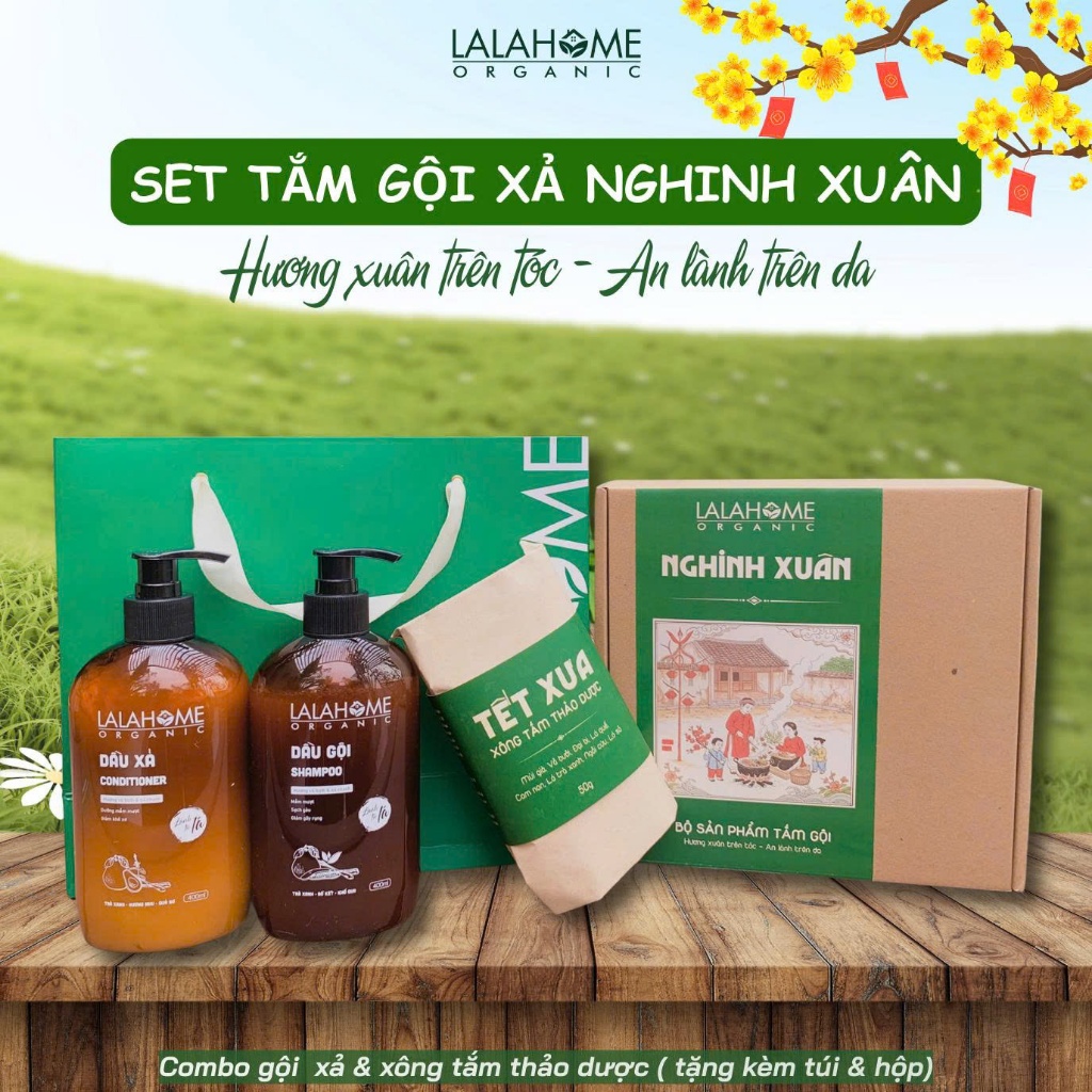 SET QUÀ TẶNG - Set tắm gội xả thảo dược Nghinh Xuân LALAHOME VIỆT NAM