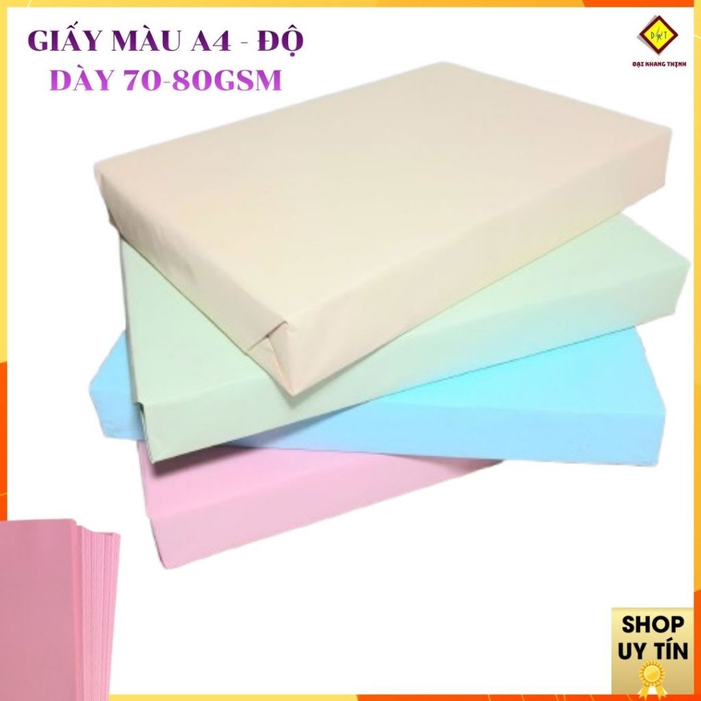 Giấy màu A4 Thái Lan có 2 độ dày 70gsm và 80gsm như giấy in văn phòng chỉ khác có màu