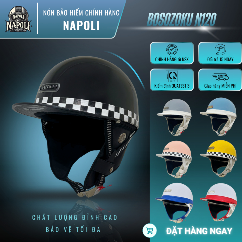 Mũ Bảo Hiểm Napoli Nửa Đầu Bosozoku [CHÍNH HÃNG] Nón Bảo Hiểm Napoli Japan Style Vintage Bosozoku