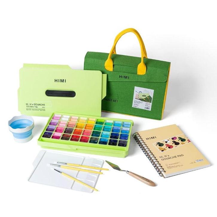 Set Màu Gouache HIMI Twin Cup 72 Màu Sinh Đôi – Go Pack Kèm Bộ Dụng Cụ Vẽ & Túi Đựng Cao Cấp | Màu V