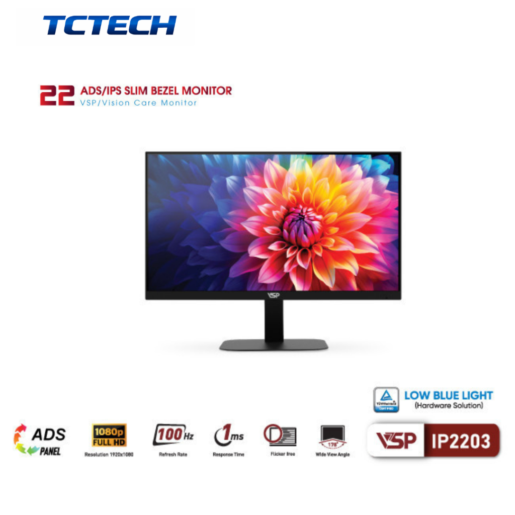 Màn hình máy tính văn phòng VSP IP2203 (22inch / FHD / 100Hz / 1ms) TC Tech