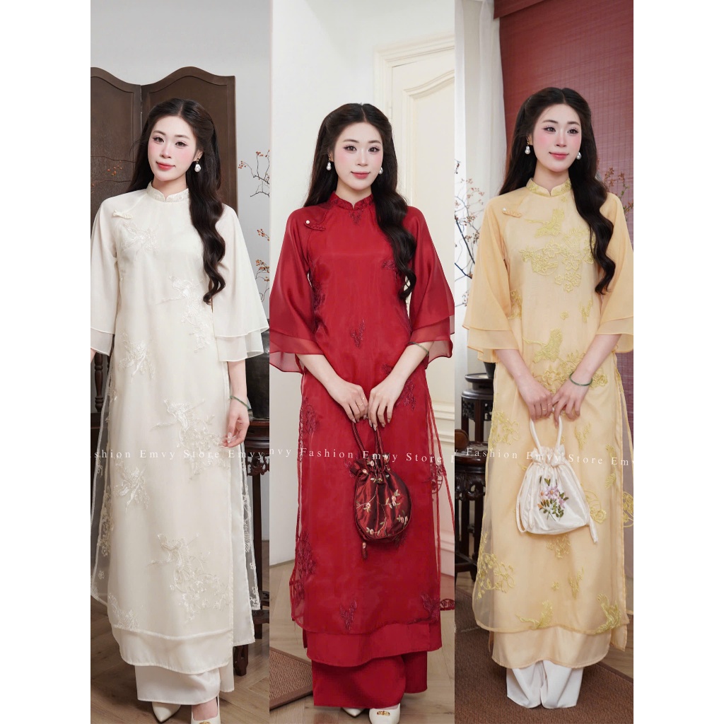Áo Dài thiết kế , Áo dài cách tân nữ sang trọng phù hợp nhiều sự kiện Emvy Fashion H47