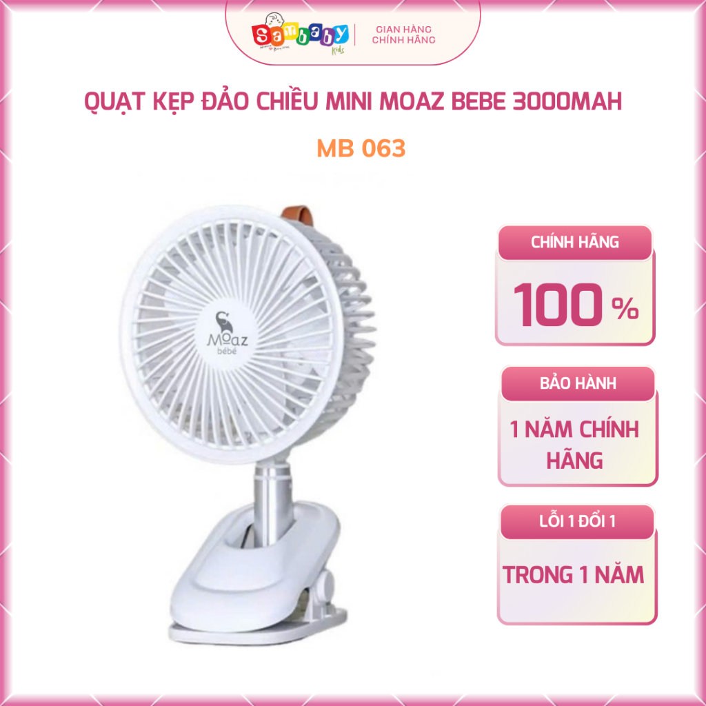 QUẠT KẸP ĐẢO CHIỀU MINI MOAZ BEBE 3000MAH MB 063