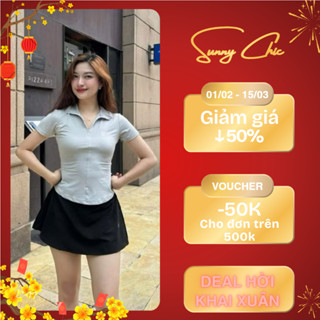 COMBO 2 ÁO thể thao cộc tay cổ polo nữ Lia Top tập gym yoga thoáng mát thấm hút mồ hôi SunnyChic [06x2]