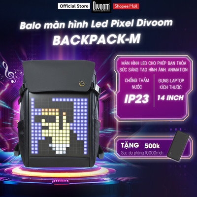 Balo màn hình LED Divoom Bacpack-M 16x16 Pixel, tuỳ chỉnh hình ảnh/ video, chứa laptop 15.6inch kháng nước - BH 12 tháng