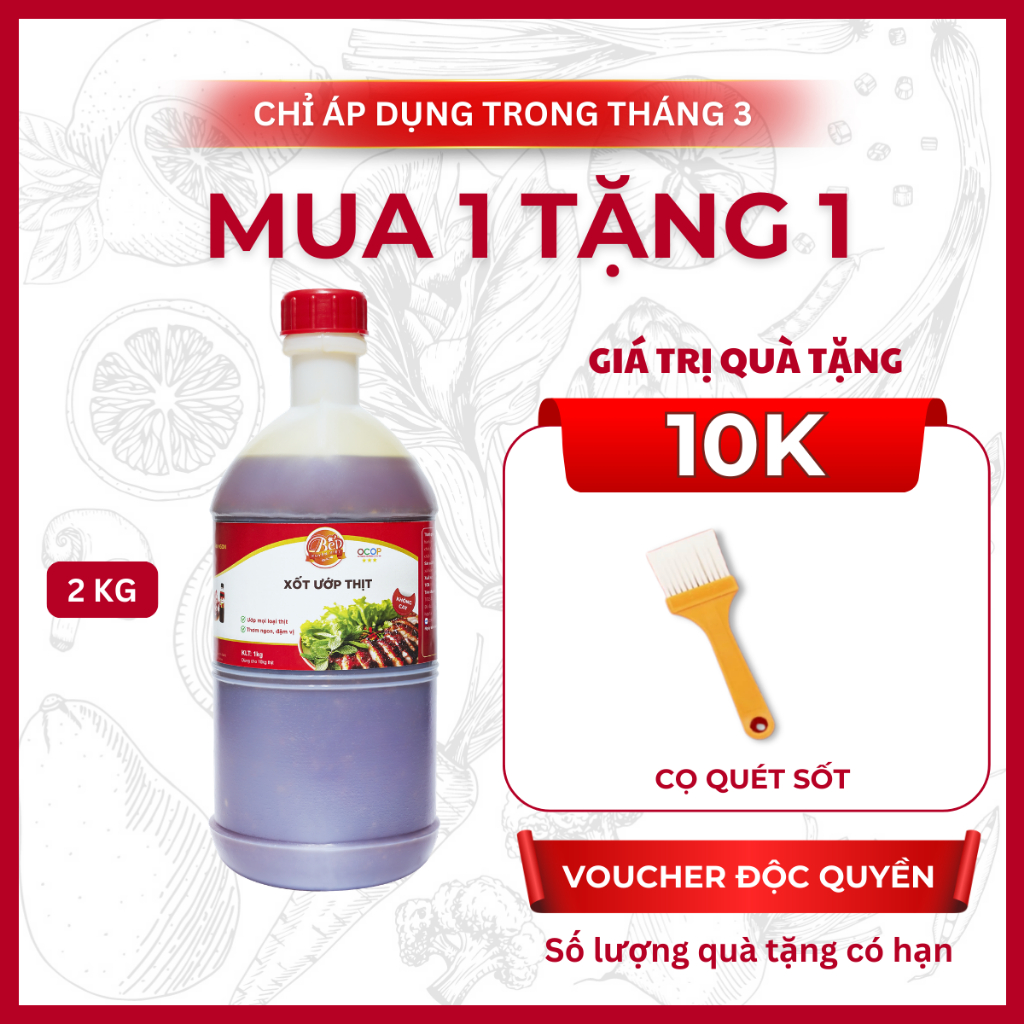 [HỎA TỐC] Sốt Ướp Thịt Nướng BBQ Bếp Xuyên Việt 2KG – Ướp 10KG Thịt, Dùng Cho Thịt & Hải Sản