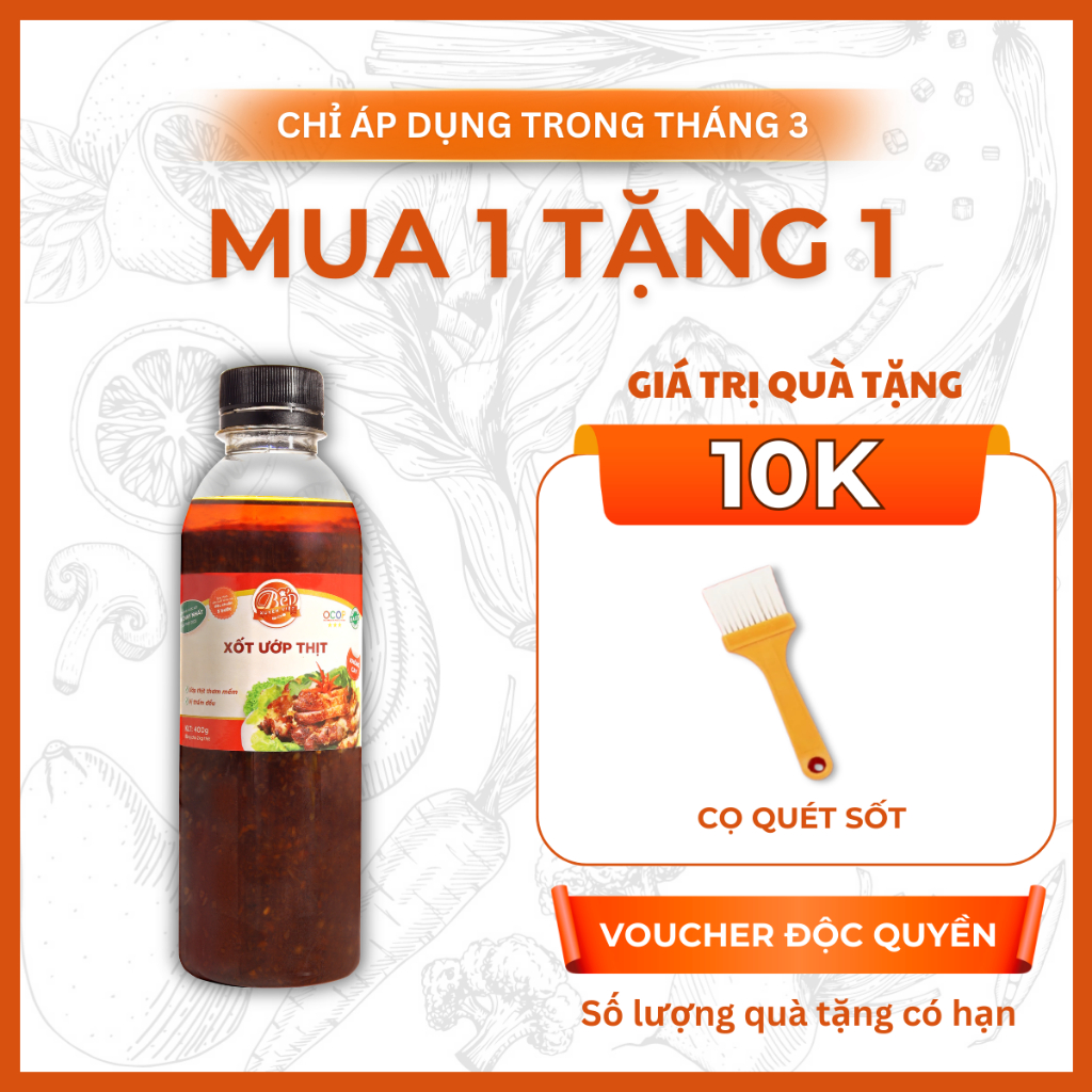 [HỎA TỐC] Sốt Ướp Thịt Nướng BBQ cho heo, bò, gà, cá, hải sản Bếp Xuyên Việt 400g, xốt ướp nướng