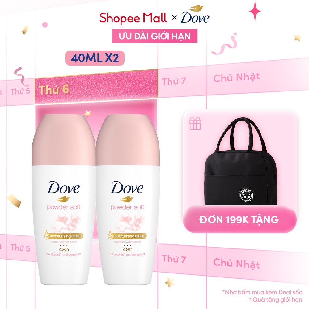 [CHÍNH HÃNG] Lăn khử mùi Dove dưỡng da sáng mịn dành cho nữ 40 ml