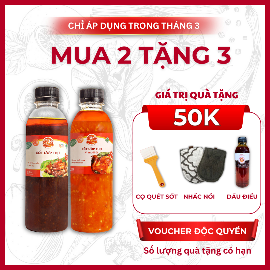 Combo Tiệc Nướng BBQ & Muối Ớt chỉ từ 5 phút- Sốt Ướp Thịt Nướng BBQ,Sốt Ướp Thịt Nướng Muối Ớt 400g