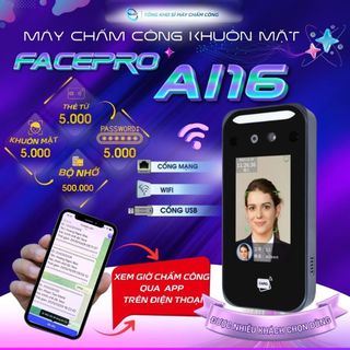 [AI16] máy chấm công khuôn mặt FACEPRO AI 16, chấm công cực nhạy , hỗ trợ cài đặt phần mềm chấm công hay cài trên app