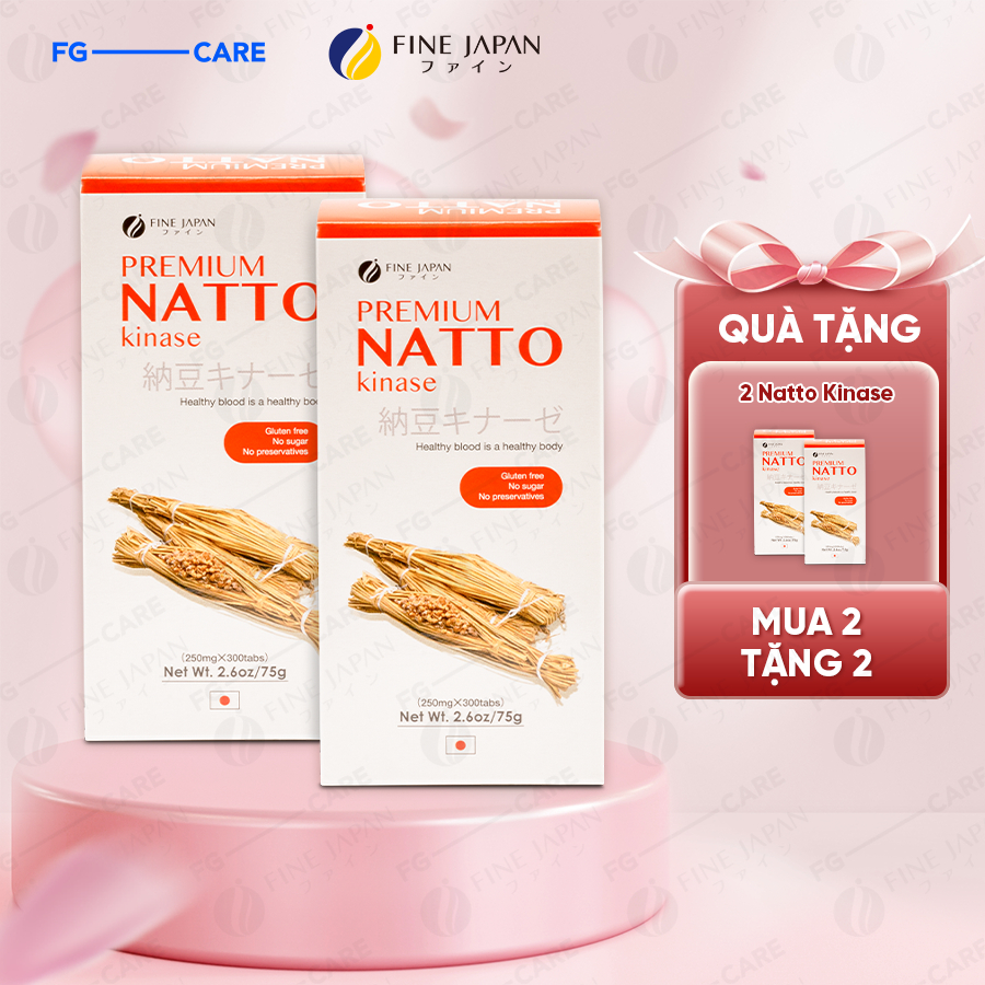 Combo 2 Viên Natto Kinase Nhật Bản Hỗ Trợ Giúp Tan Cục Máu Đông - Fine Japan Natto Kinase 300 Viên