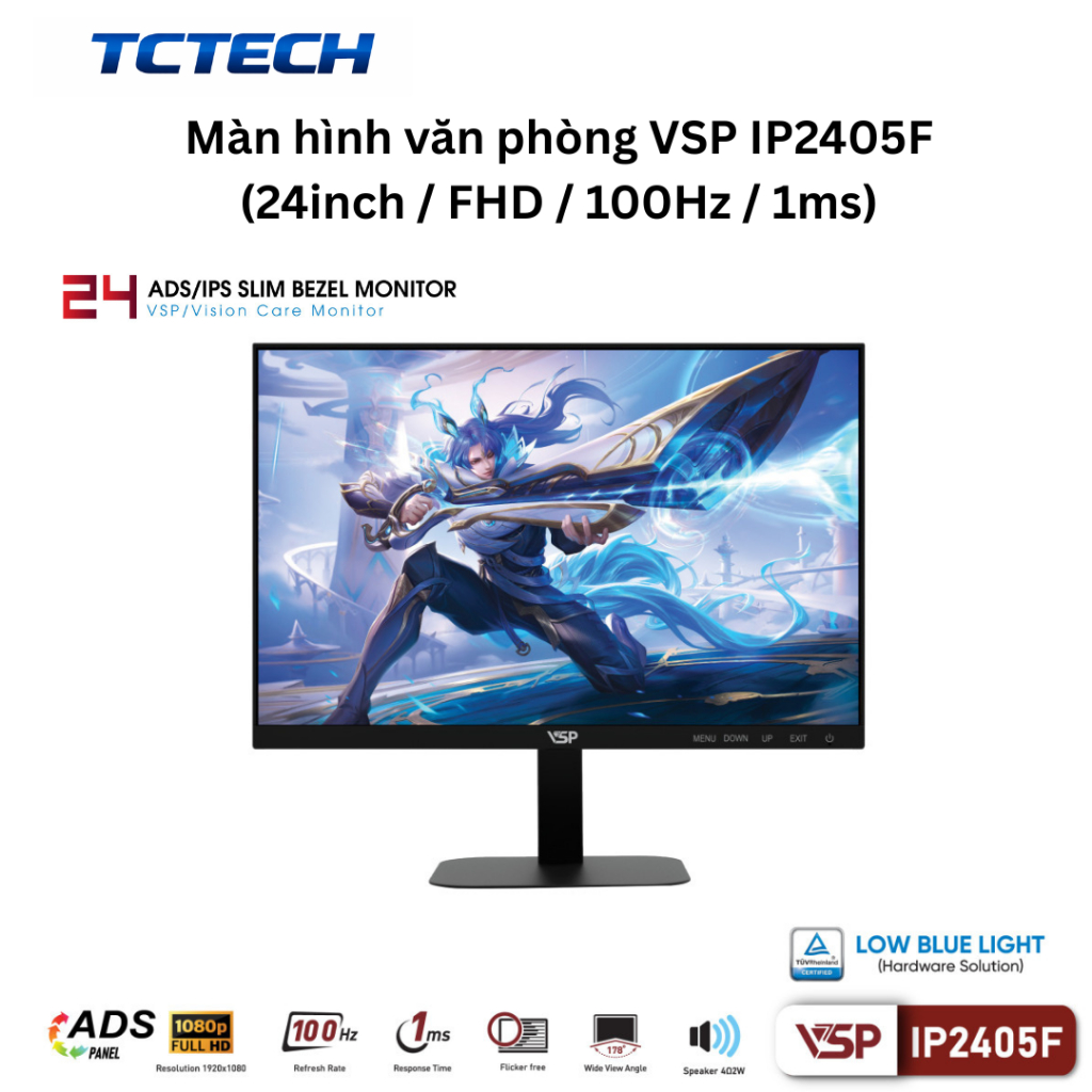 Màn hình văn phòng VSP IP2405F (24inch / FHD / 100Hz / 1ms)