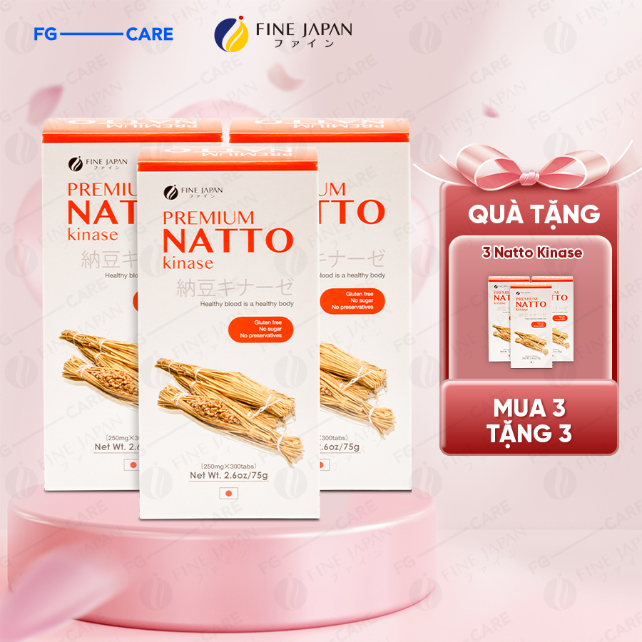 Combo 3 Hộp Natto Kinase Nhật Bản Hỗ Trợ Giúp Tan Cục Máu Đông - Fine Japan Natto Kinase 300 Viên
