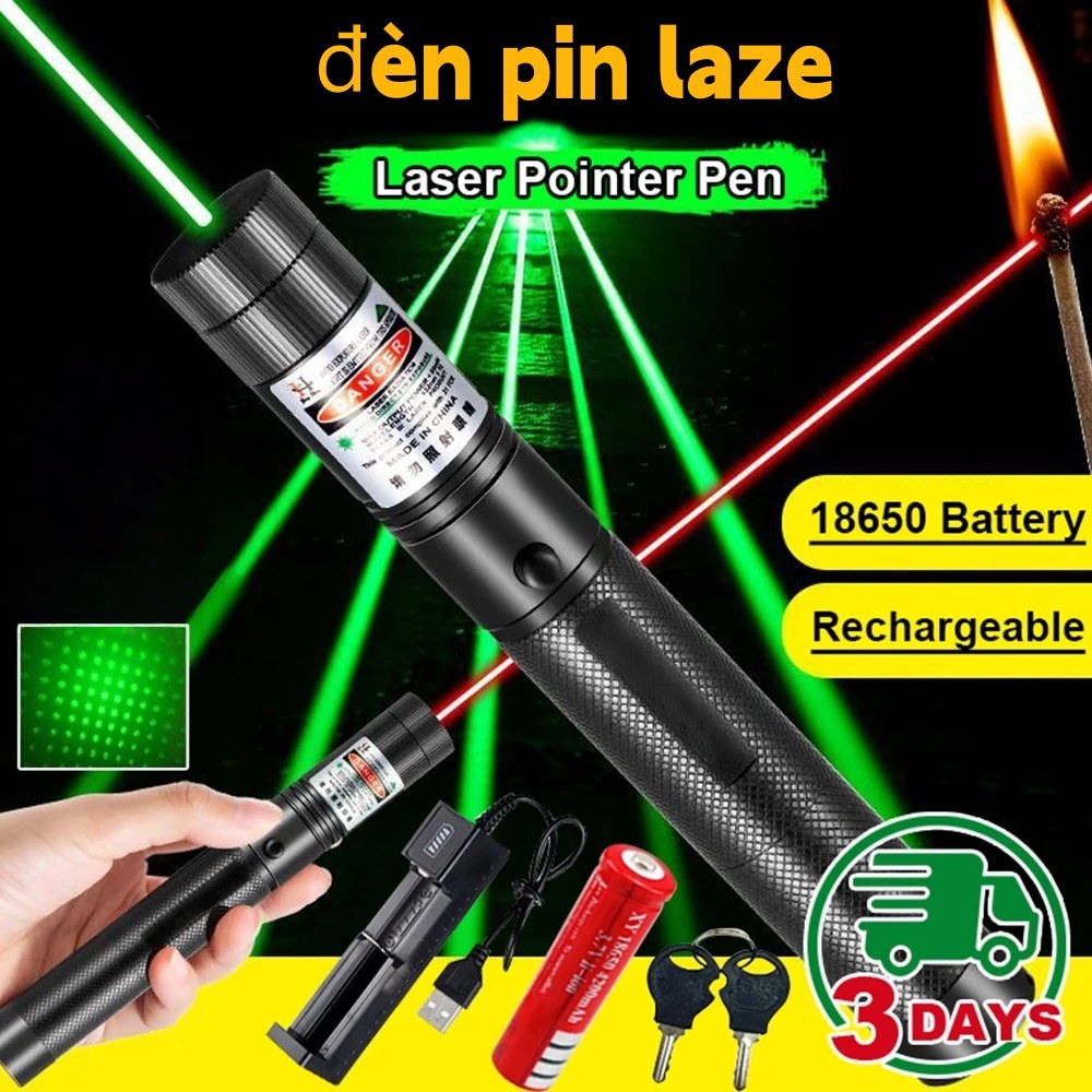 Đèn Pin Laser Xanh Lá Sạc USB – Tia Đơn & Hiệu Ứng Bầu Trời Sao – Nhiều Chế Độ Ánh Sáng – Có Khóa An Toàn – Siêu Sáng