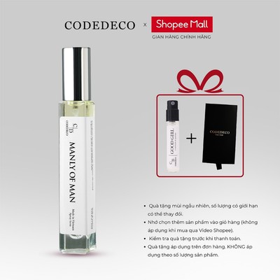Tinh dầu thơm nam CODEDECO Manly Of Man 10ml dạng xịt - Nam tính, Phóng khoáng, Mạnh mẽ