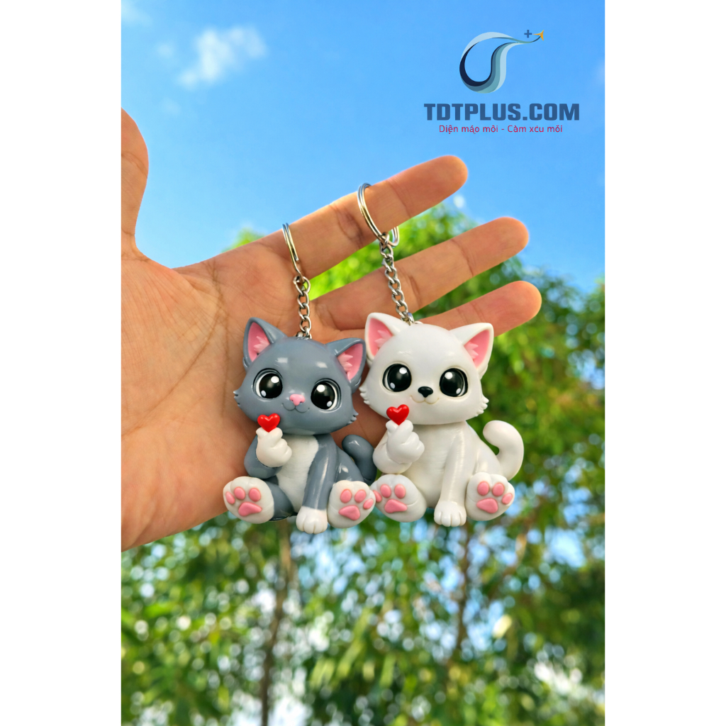 Móc khóa mèo cặp cute dễ thương.