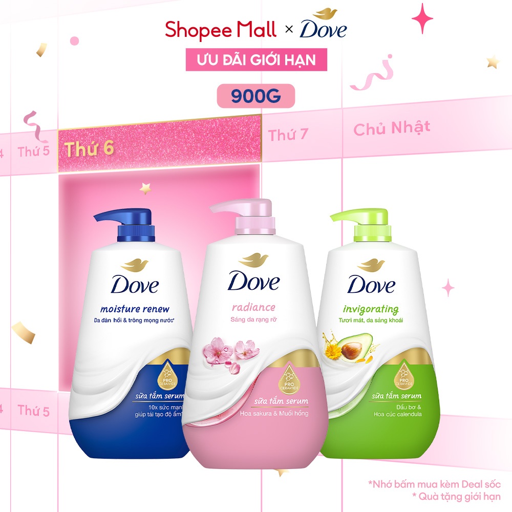 Sữa Tắm Serum Dove Pro-Ceramide Giúp Da Đàn Hồi Và Căng Bóng 900g