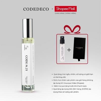 Tinh dầu thơm nam CODEDECO CODE N.21 Ver 2 - 10ml dạng xịt - Phóng khoáng, Nam tính, Cuốn hút