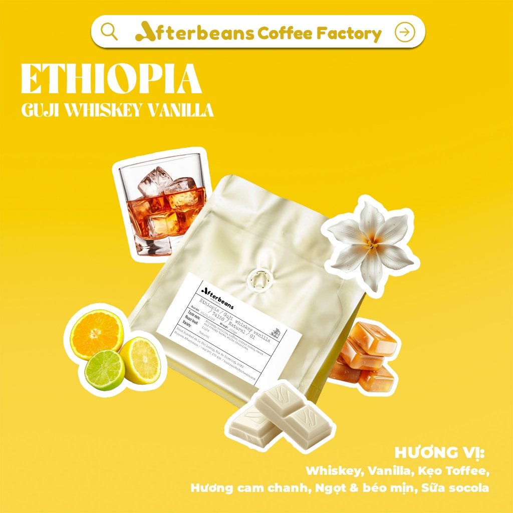 (LIMITED) ETHIOPIA Guji Whiskey Vanilla – Natural G1- Afterbeans Specialty Coffee – Whiskey, vanilla