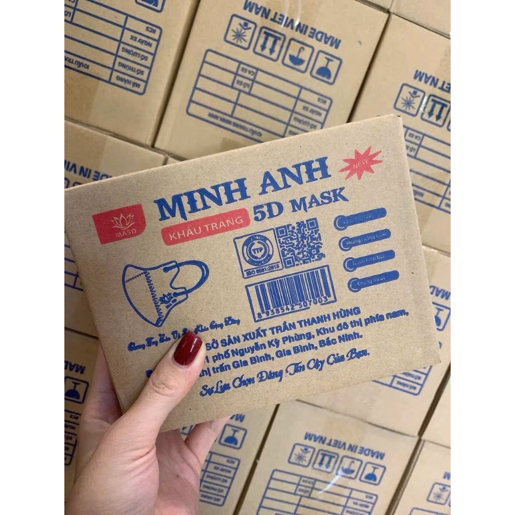 Thùng 200 chiếc khẩu trang 5D kháng khuẩn chống bụi tiện lợi