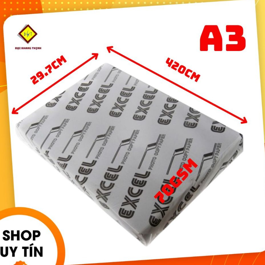 Giấy A3 Excell 70gsm và 80gsm in photocopy giá rẻ KHỔ A3 ( 29,7 cm x 42 cm)