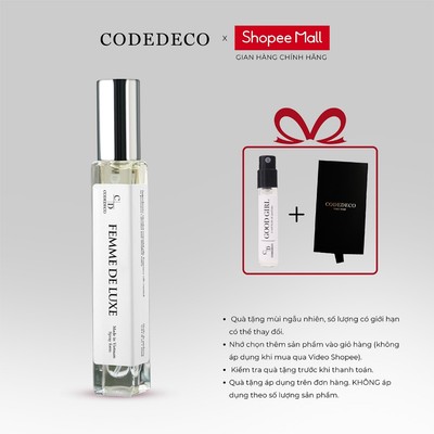 Tinh dầu thơm nữ CODEDECO Femme De Luxe 10ml dạng xịt - Quyến rũ, Sang trọng