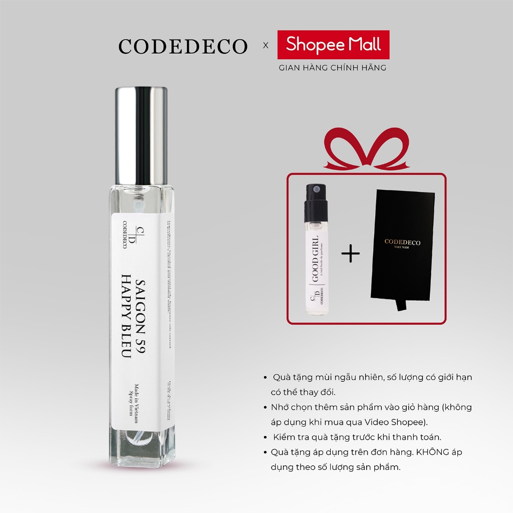 Tinh dầu thơm unisex CODEDECO Saigon 59 Happy Bleu dạng xịt 10ml - Tự tin, Lôi cuốn, Tươi trẻ
